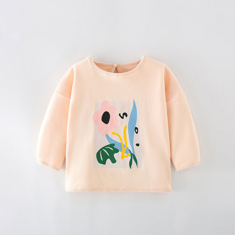 Baby Girl Floral Print Pattern Pullover Soft Cotton Tops by MyKids-USA™