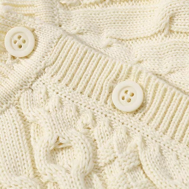 Baby Solid Color Crochet Knitted Pattern Shoulder Button Design Rompers by MyKids-USA™