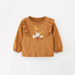 Baby Girl Floral Embroidered Pattern Ruffle Design Shirt by MyKids-USA™