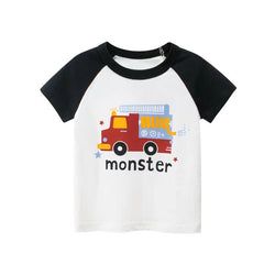 Baby Boy Printed Pattern Color Blocking Design Summer Short-Sleeved Cute Tops by MyKids-USA™