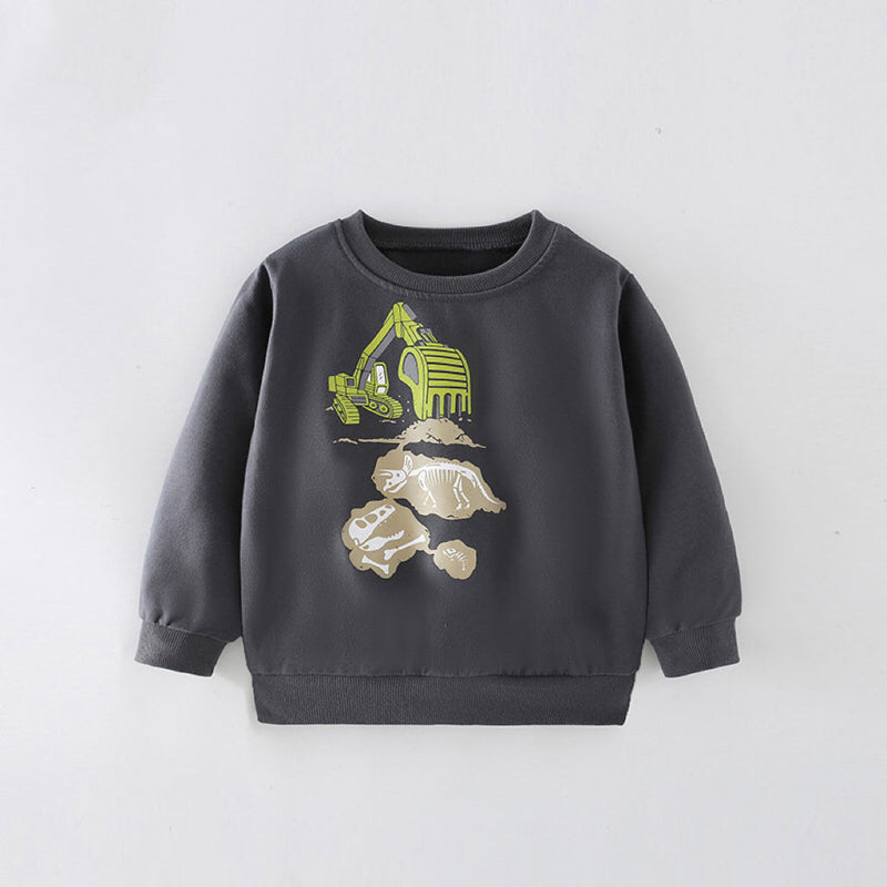 Baby Boy Excavator Print Pattern Comfy Cotton Hoodies by MyKids-USA™