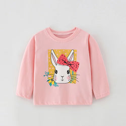 Baby Girl Cute Bunny Print Pattern Fashion Pullover Long Sleeve Hoodies by MyKids-USA™