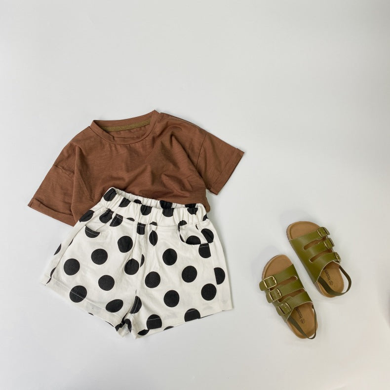 Baby Girl Polka Dot Pattern Basic Shorts With Pockets In Summer by MyKids-USA™