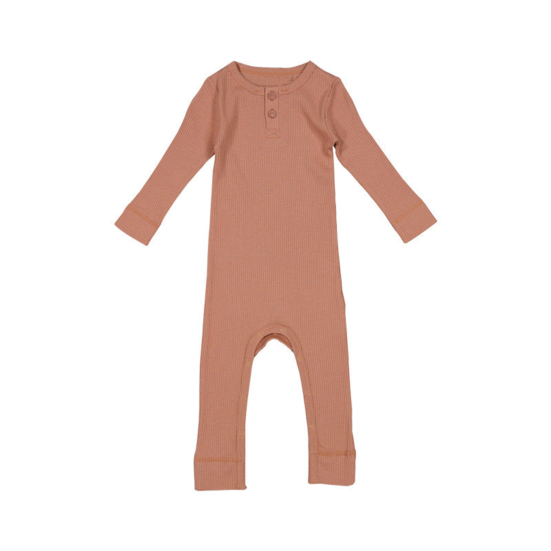 Baby Solid Color Long Sleeve Soft Cotton Basic Jumpsuit by MyKids-USA™