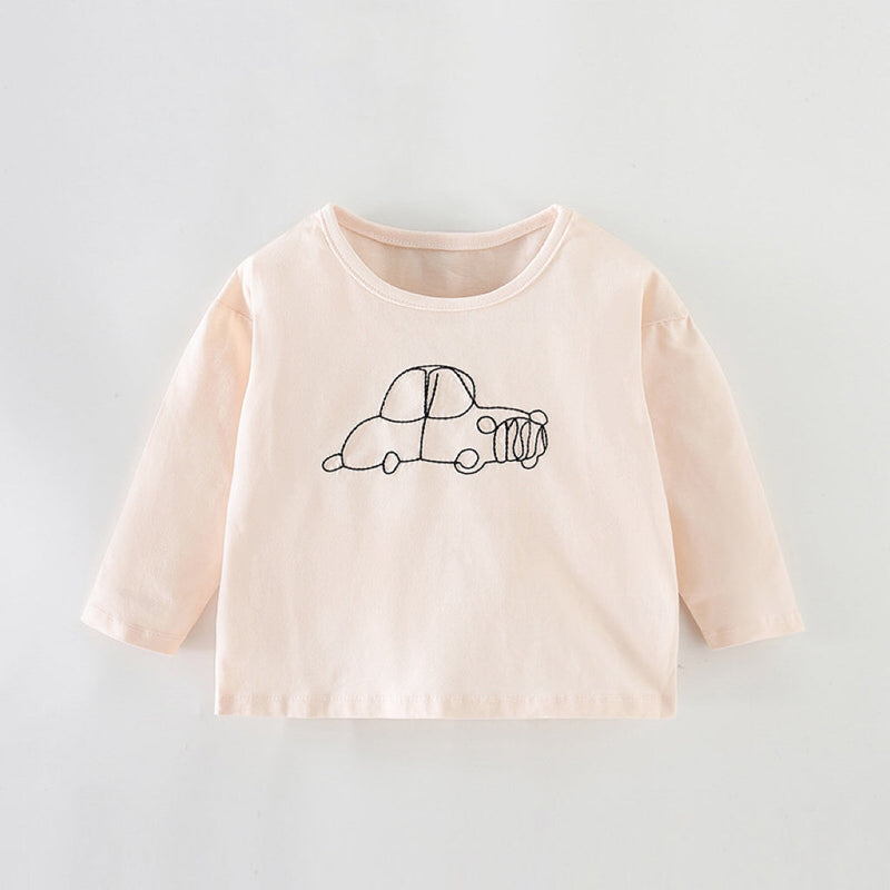 Baby Girl Car Emboidered Graphic Long Sleeve Loose Shirt by MyKids-USA™