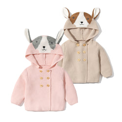 Baby Solid Color Cartoon Design Hooded Knitted Fashion Cardigan by MyKids-USA™