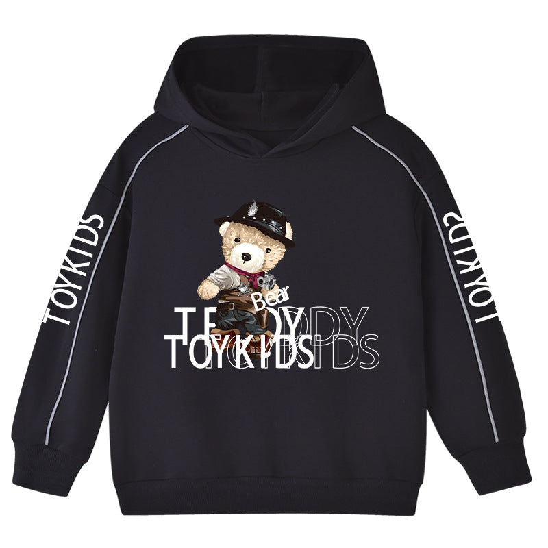 Baby Boy Cartoon Bear Pattern Glowing Tape Design Hoodies With Cap by MyKids-USA™