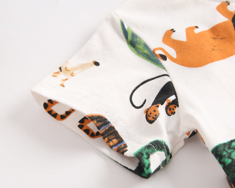 Baby Boy Animal Print Short-Sleeved Top Combo Shorts 2-Pieces Sets In Summer by MyKids-USA™