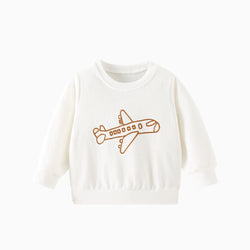 Baby Plane Embroidered Pattern Solid Color Long Sleeve Quality Hoodie by MyKids-USA™