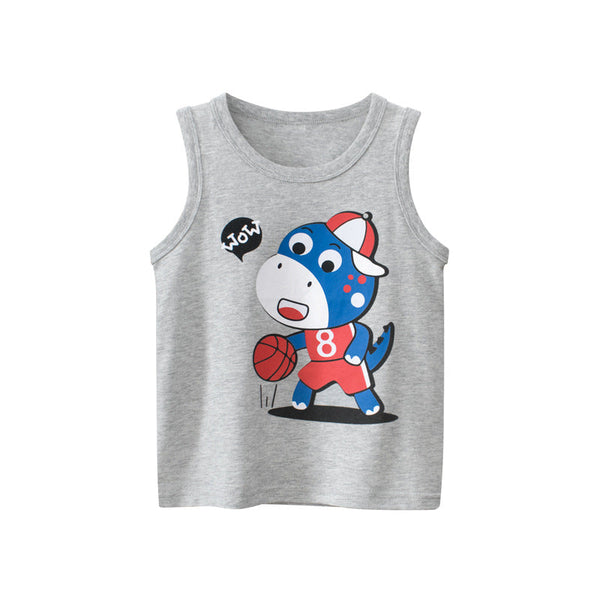 Baby Cartoon Print Pattern Sleeveless Crewneck Tops by MyKids-USA™