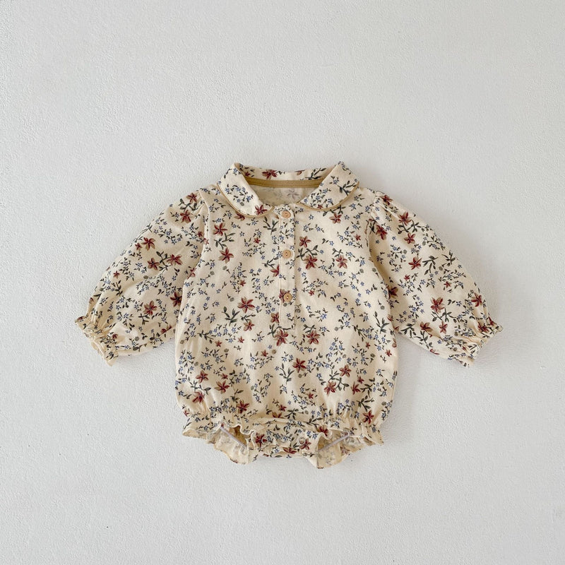 Baby Girl Vintage Flower Pattern Korean Style Onesies In Autumn by MyKids-USA™