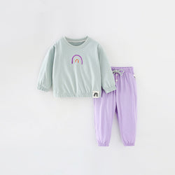 Baby Girl Rainbow Graphic Shirt Combo Solid Color Trousers Sets by MyKids-USA™