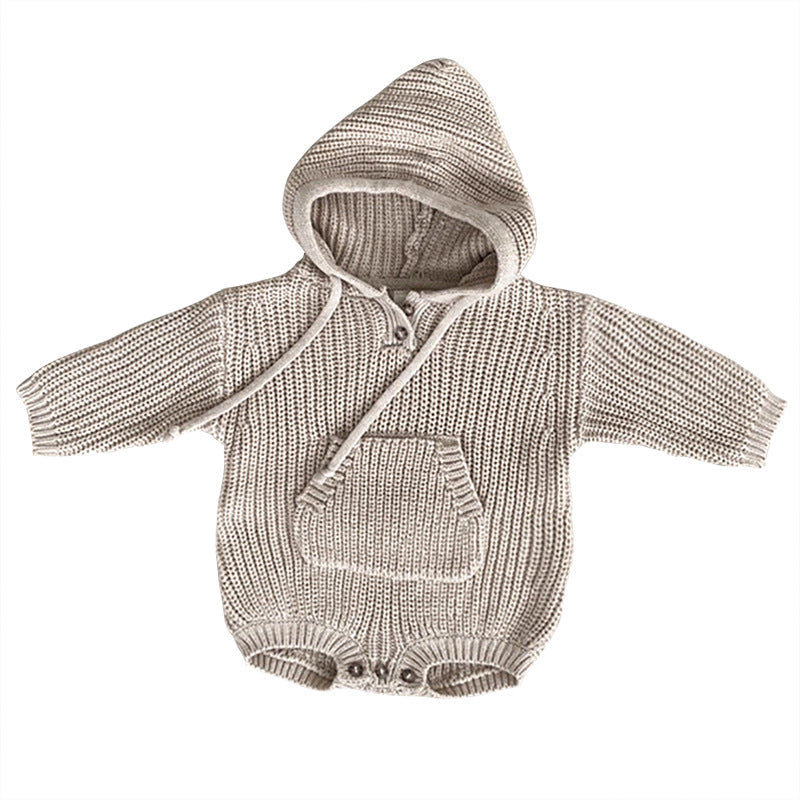 Baby Solid Color Knitted Hooded Triangle Onesies by MyKids-USA™