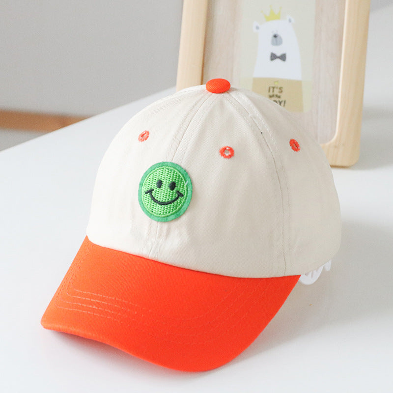 Baby Smiley Embroidered Pattern Color Matching Design Sunshade Peaked Hats by MyKids-USA™