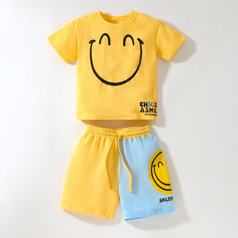 Baby Boy Smile Print Pattern Color Matching Design Clothing Sets by MyKids-USA™