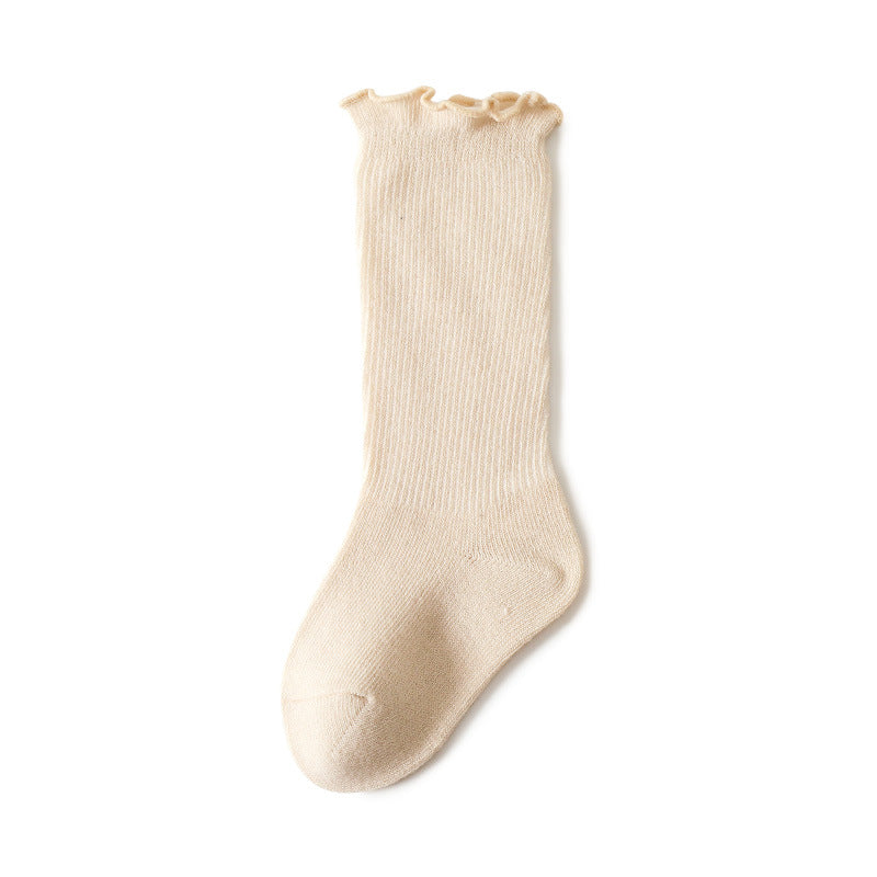 Baby Solid Color Wooden Ear Design Mid Tube Quality Socks by MyKids-USA™