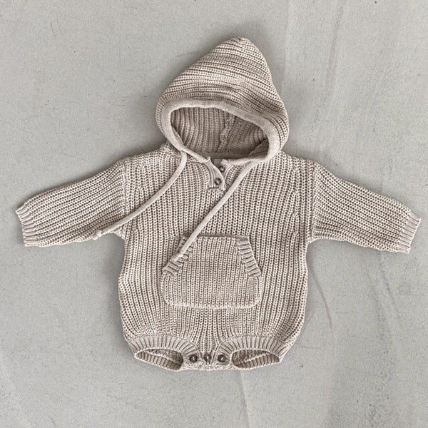 Baby Solid Color Knitted Hooded Triangle Onesies by MyKids-USA™