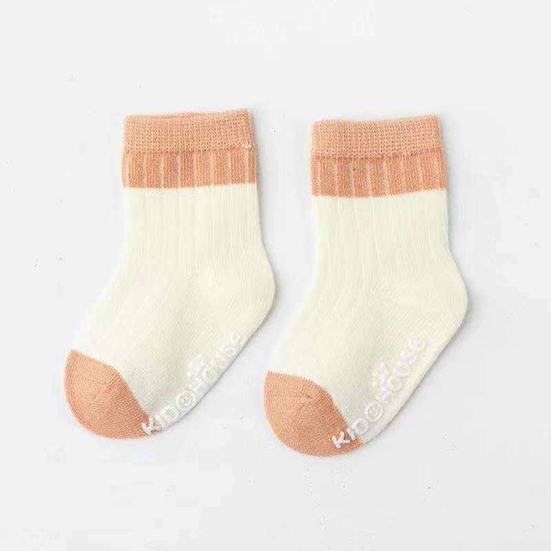 Baby Two Colors Contrast Boneless Bottom Dispensing Socks 1 Lot = 5 Pairs by MyKids-USA™