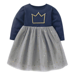Baby Girl Embroidered Pattern Mesh Overlay Patchwork Design Dress by MyKids-USA™