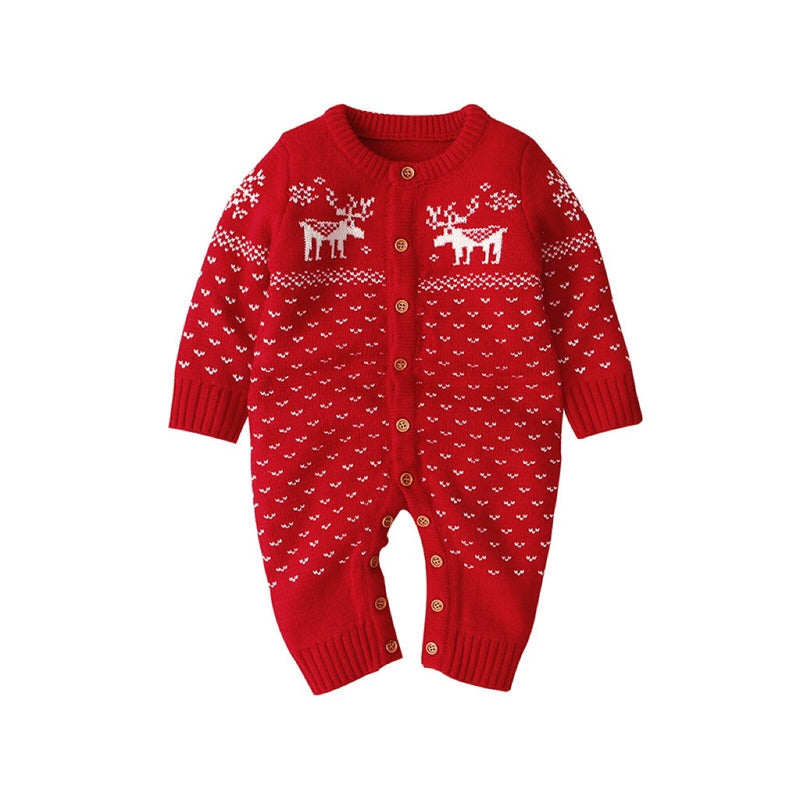 Baby Christmas Giraffe Pattern Style Knitted Romper by MyKids-USA™