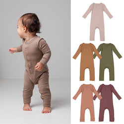 Baby Solid Color Long Sleeve Soft Cotton Basic Jumpsuit by MyKids-USA™
