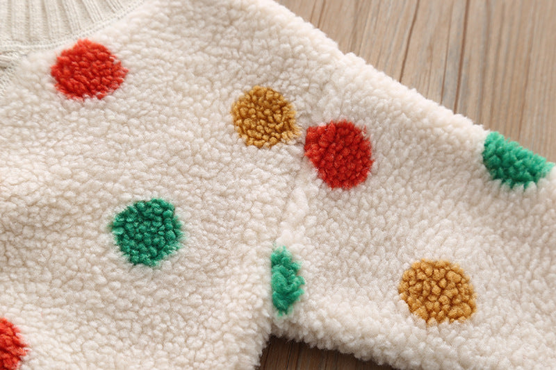 Baby Polka Dot Pattern Fur Fleece Design Thermal Winter Coat by MyKids-USA™