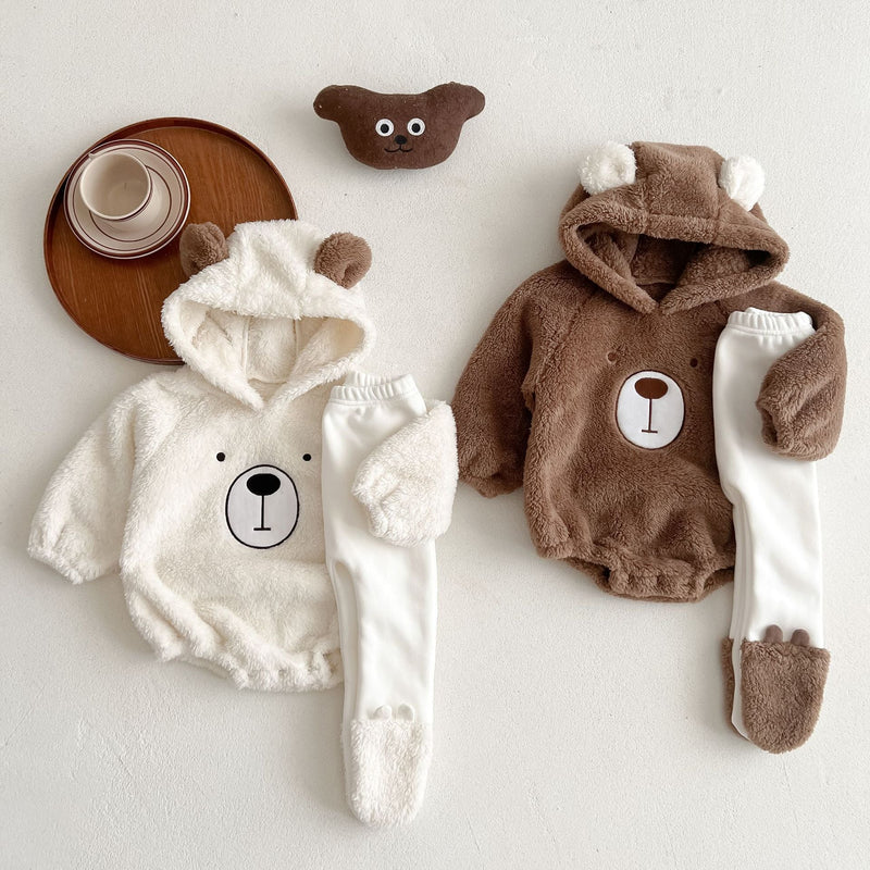 Baby Bear Embroidered Pattern Soft Bodysuits In Autumn by MyKids-USA™