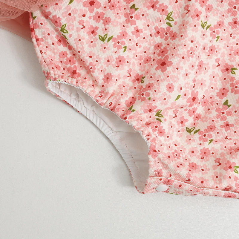 Baby Girl Ditsy Flower Pattern Mesh Overlay Design Cheongsam Onesie Dress by MyKids-USA™