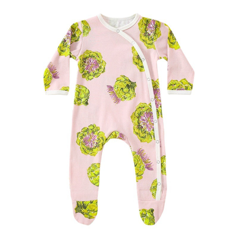 Baby Fruit Graphic Side Full Button Design Long Sleeves Covered Romper Tracksuit by MyKids-USA™