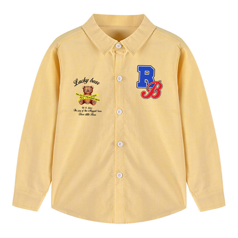 Baby Boy Bear And Slogan Pattern Lapel Design Cute Shirt by MyKids-USA™