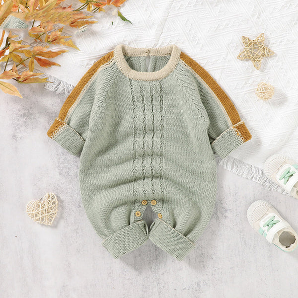 Baby Crochet Knitted Pattern Color block Design Knit Romper by MyKids-USA™