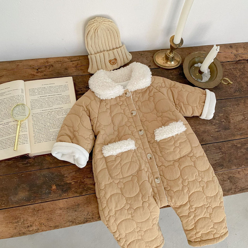 Baby Solid Color Lapel Design Quality Quilted Warm Jumpsuit by MyKids-USA™