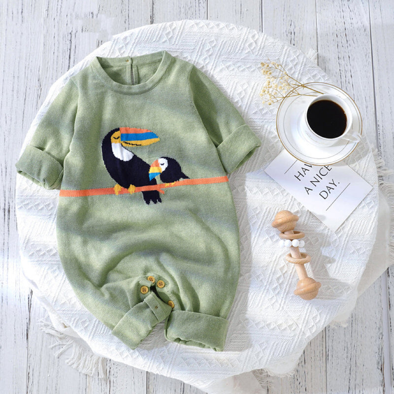 Baby Cute Bird Pattern Long Sleeve Knitted Pullover Rompers by MyKids-USA™
