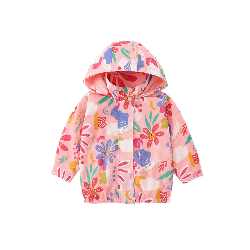 Baby Girl Floral Pattern Zipper Front Design Windbreaker Coat by MyKids-USA™