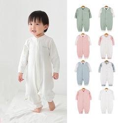Baby Solid Color Pit Strip Fabric Single Breasted Design Cotton Jumpsuit Pajamas by MyKids-USA™