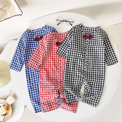 Baby Boy Plaid Pattern Bow Patched Design Cotton Jumpsuit by MyKids-USA™