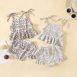 Baby Girl Floral Print Pattern Belt Design Sling Tops Combo Shorts Swimsuit Sets In Summer by MyKids-USA™