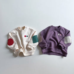 Baby Geometric Embroidery Pattern Solid Color Long Sleeves O-Neck Hoodies by MyKids-USA™