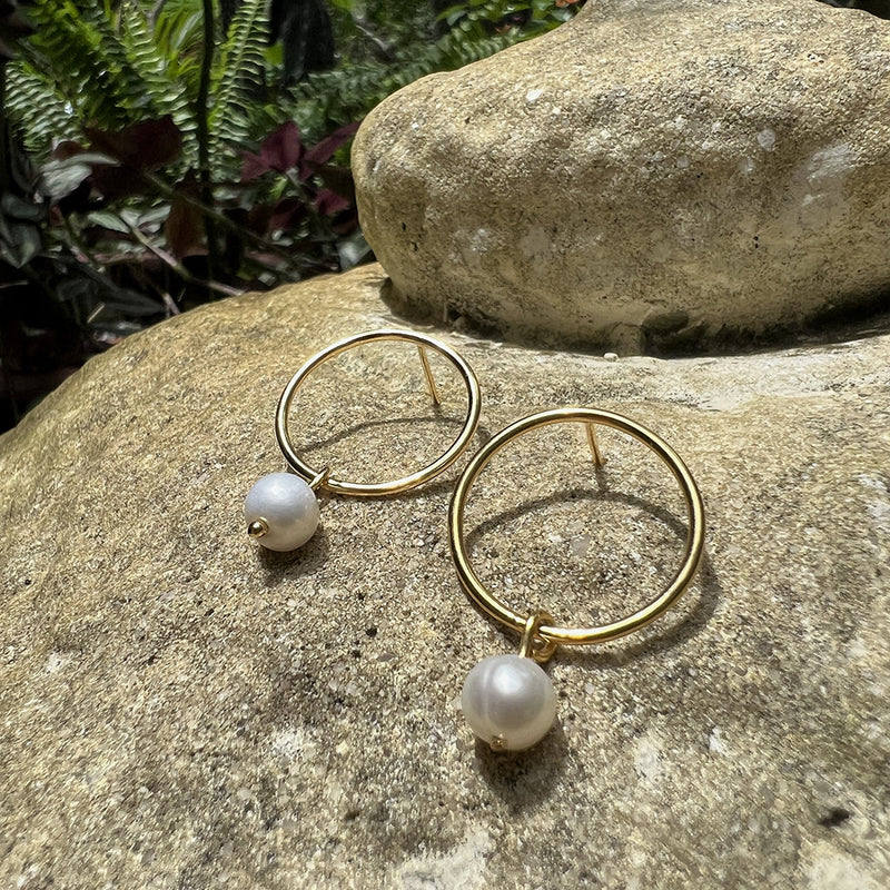 Circle Freshwater Pearl Earrings by SLATE + SALT