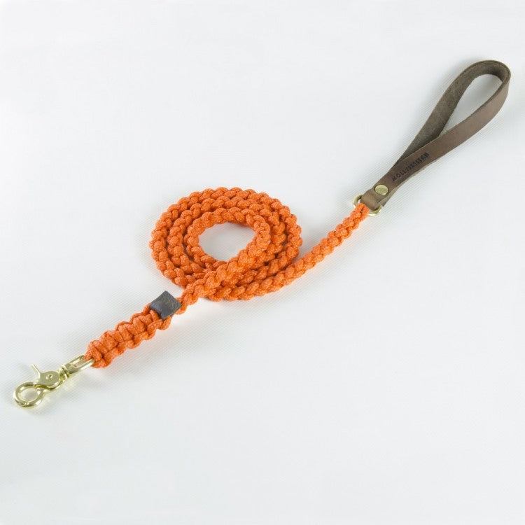 Touch of Leather Dog Leash - Pumpkin by Molly And Stitch US