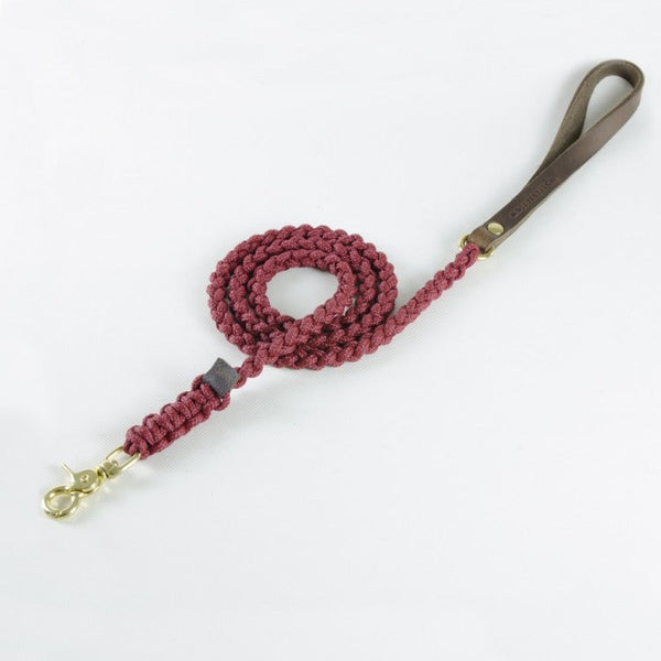 Touch of Leather Dog Leash - Redwine by Molly And Stitch US