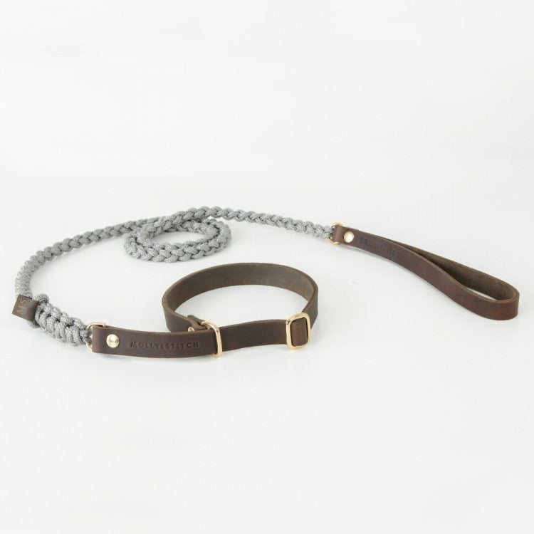 Touch of Leather Retriever Dog Leash - Grey by Molly And Stitch US