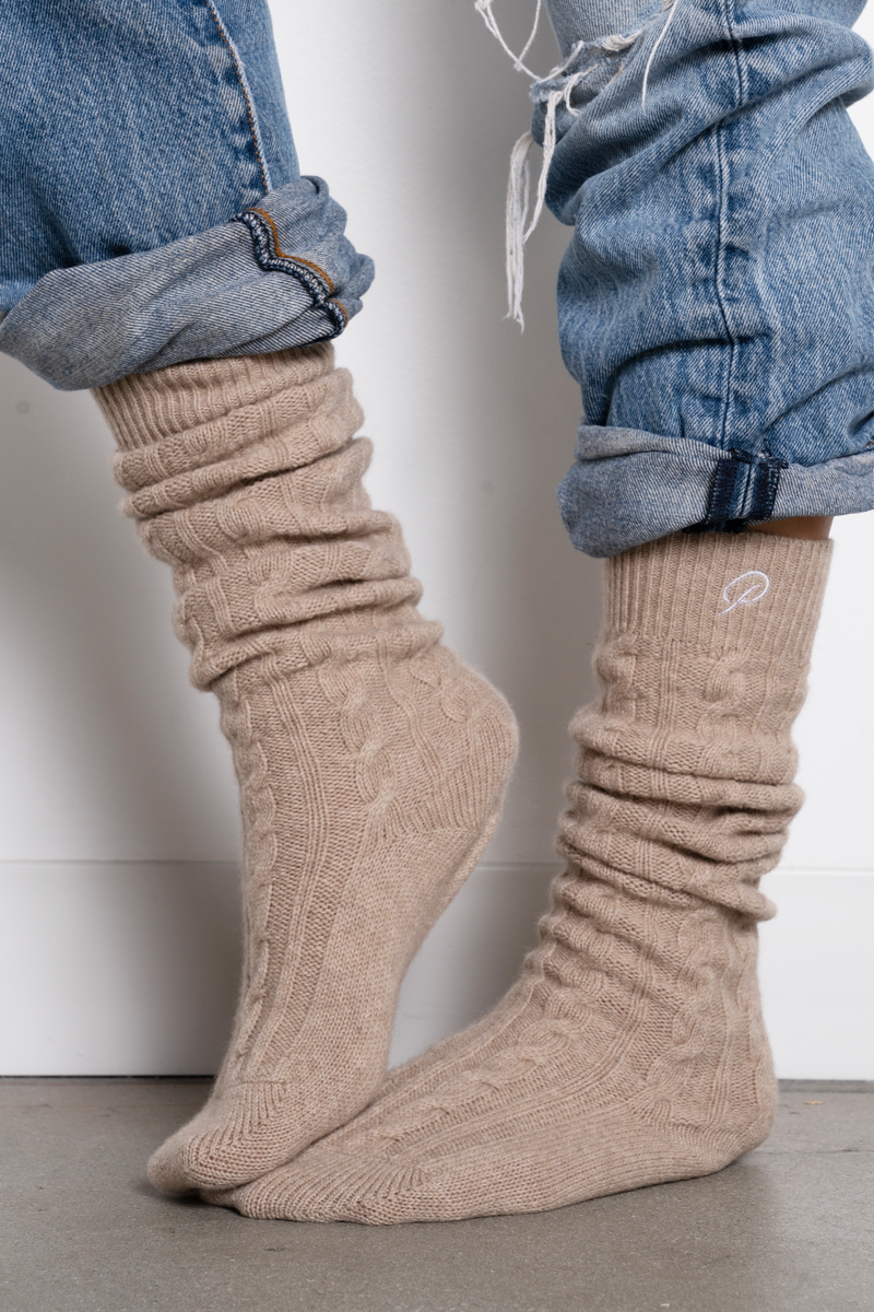 Wool Cashmere Winter Socks - Flaxen by ParrishLA
